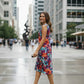 Watercolour Floral Print Sleeveless Dress