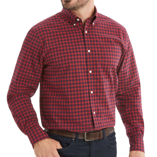 Member's Mark Men's Woven Poplin Shirt. Red Plaid.