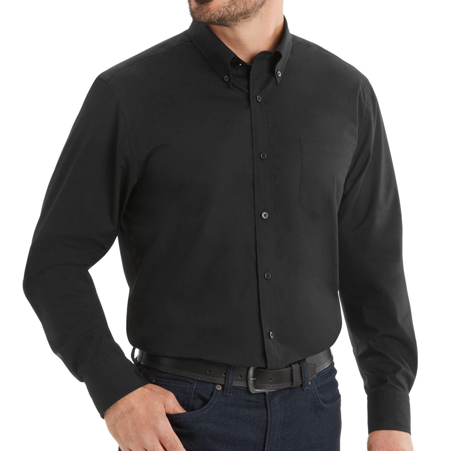 Member's Mark Men's Woven Poplin Shirt.. Solid Black