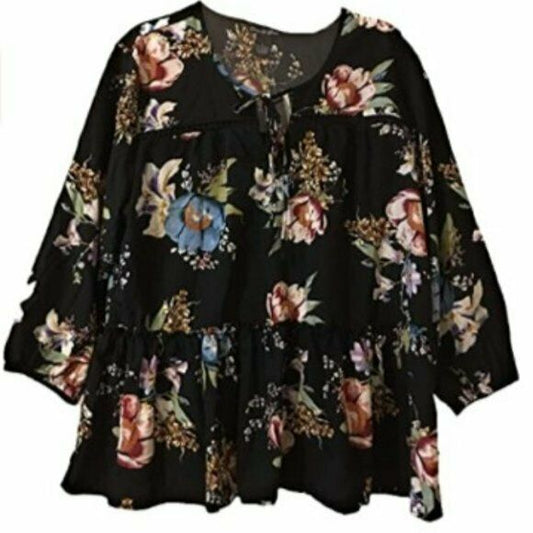 Olivia & Grace Women's Floral Print Ruffled Peasant Top.  MSRP $80