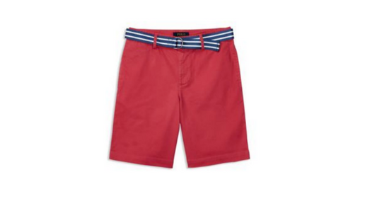 Polo Ralph Lauren Boys' Suffield Belted Stretch Chino Shorts. Coral Red. MSRP $50