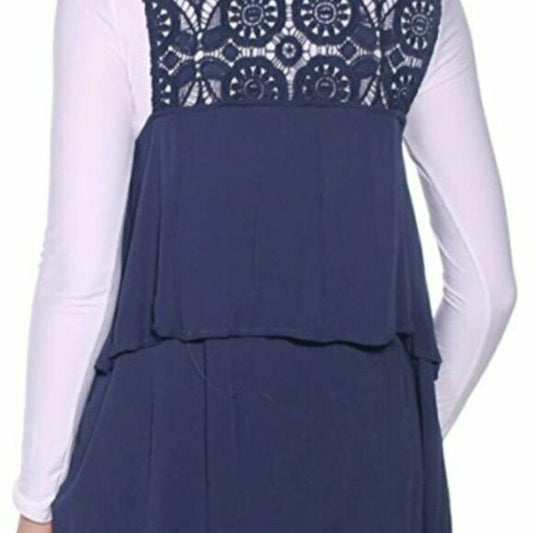 August Silk Tiered Crochet-Contrast Vest. MSRP $65