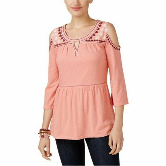Style & Co Embroidered Cold-Shoulder Top. $60 MSRP
