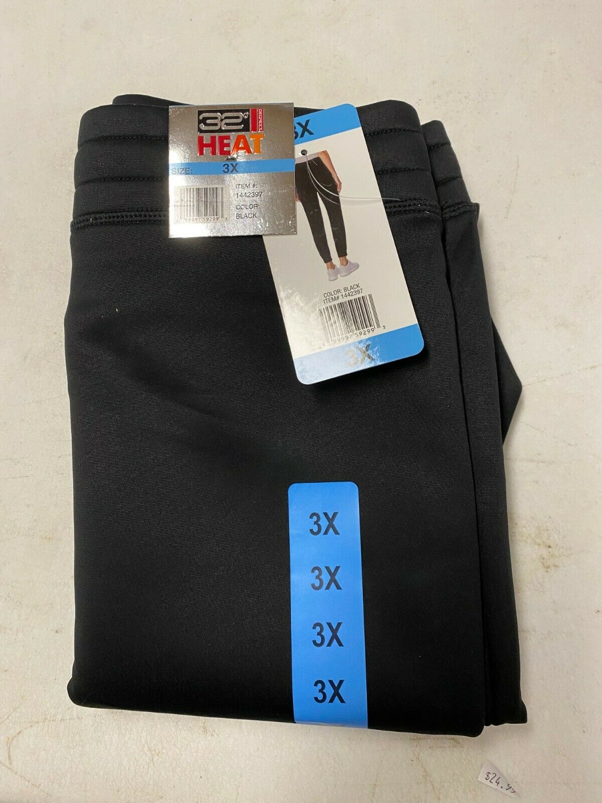 32 Degrees Ladies Quilted Fleece Lined Jogger Pants NWT Black Size XL