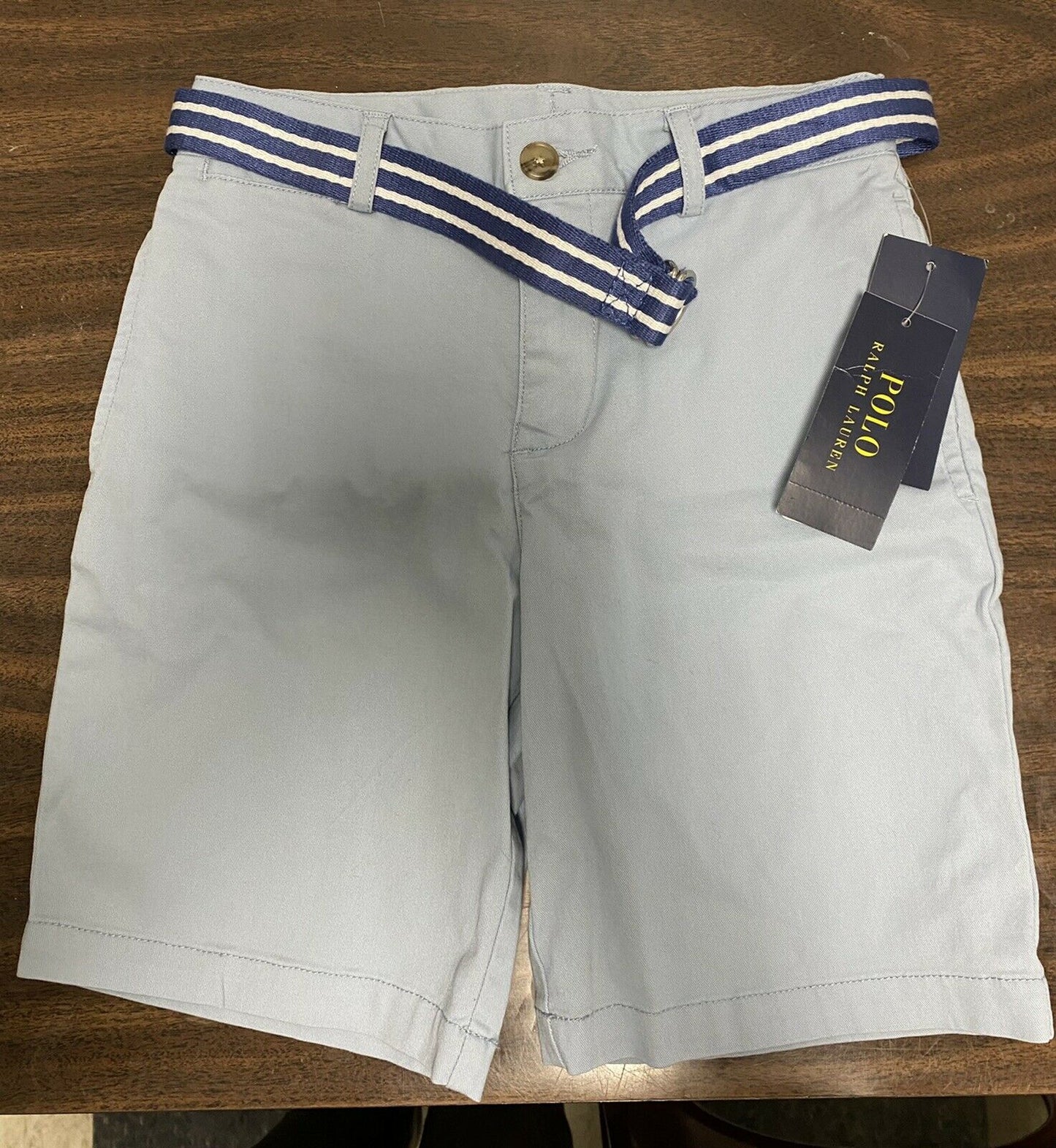Polo Ralph Lauren Boys' Suffield Belted Stretch Chino Shorts. Blue. Size 7. MSRP $50
