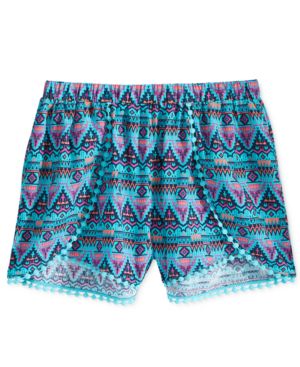 Epic Threads Geo-print Pom-pom Shorts. Big Girls (7-16). Polished Turquoise