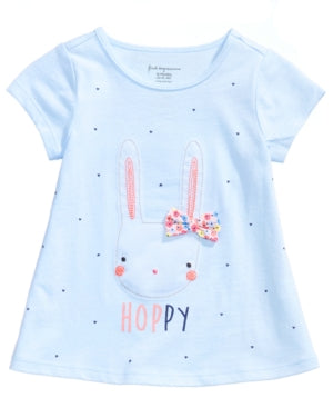 First Impressions Infant Crew Neck T-Shirt. Blue with bunny