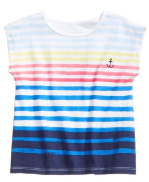 First Impressions Infant Crew Neck T-Shirt. Rainbow Stripes