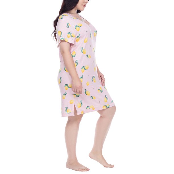 Honeydew Women's 2 Pack Super Soft Jersey Sleep Shirt/Nightgown. Navy /  Starbird Lemons