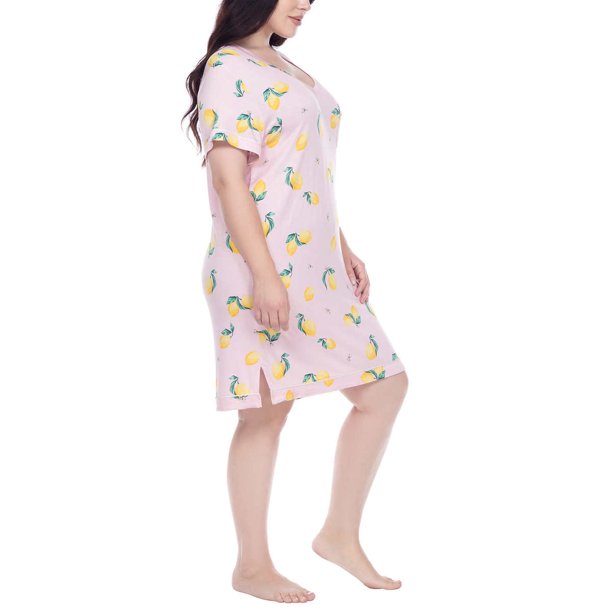 Honeydew Women's 2 Pack Super Soft Jersey Sleep Shirt/Nightgown. Navy / Starbird Lemons