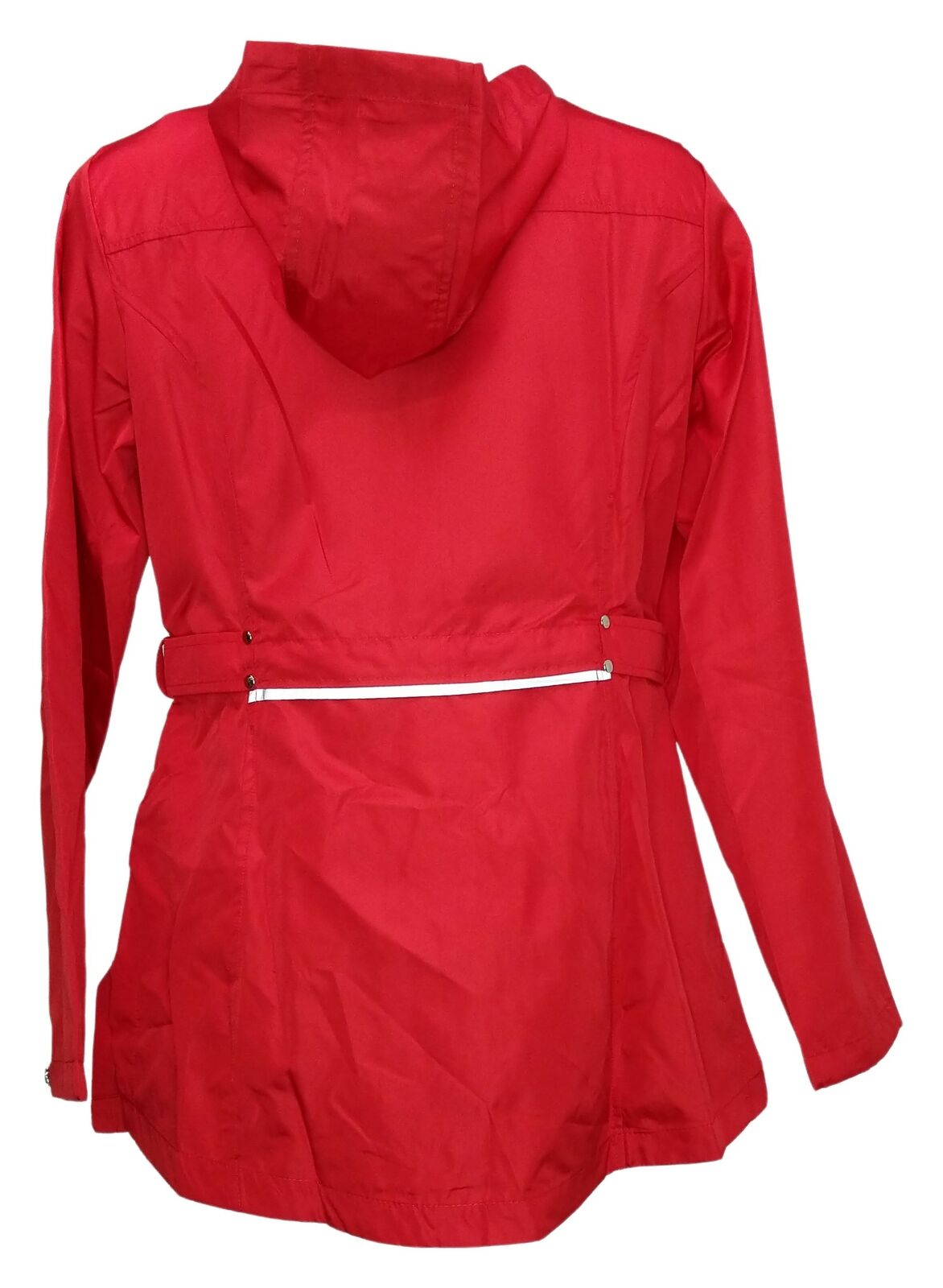 Jones New York Parka-in-a-pocket Rain Jacket. Red.