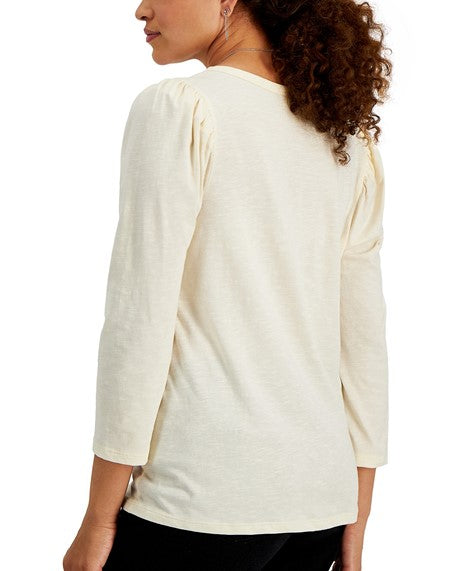 Style & Co Solid Puff-Sleeve Top