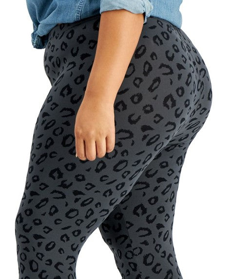 SHEIN Clasi Plus Size Floral Printed Leggings With Denim Look | SHEIN USA