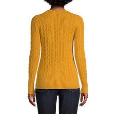 St. John's Bay Woman Plus Size Cable Knit Sweater. Radiant Gold