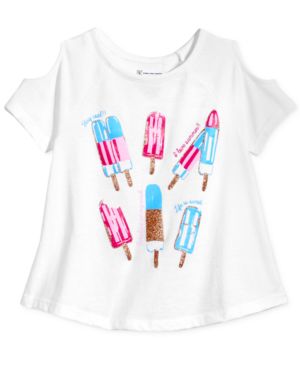 Inc International Concepts Popsicle Graphic-print girls Cold-shoulder T-shirt.