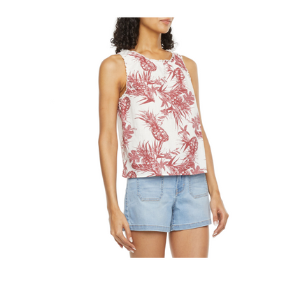 a.n.a Womens Round Neck Sleeveless Tank Top (Pineapple Tropical)