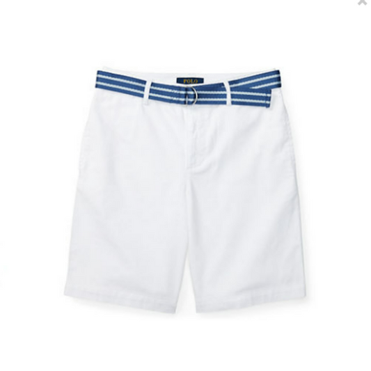 Polo Ralph Lauren Boys' Suffield Belted Stretch Chino Shorts. White. MSRP $50